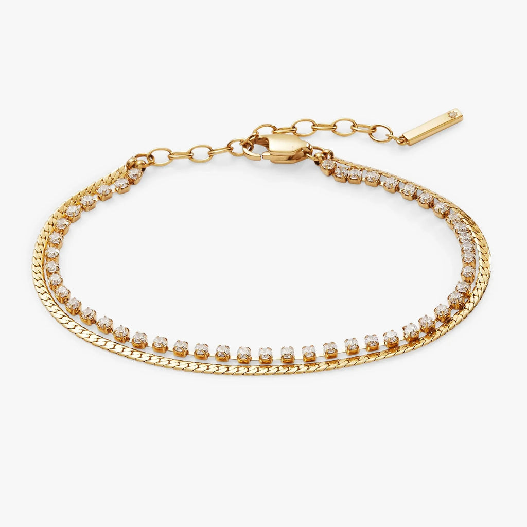 ALEX AND ANI — Double Strand Crystal Tennis Chain Bracelet