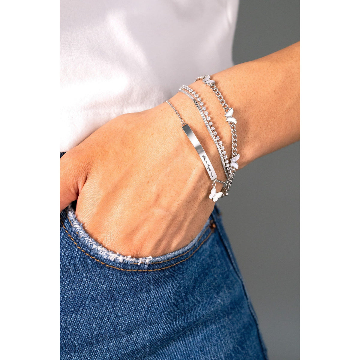 ALEX AND ANI — Double Strand Crystal Tennis Chain Bracelet