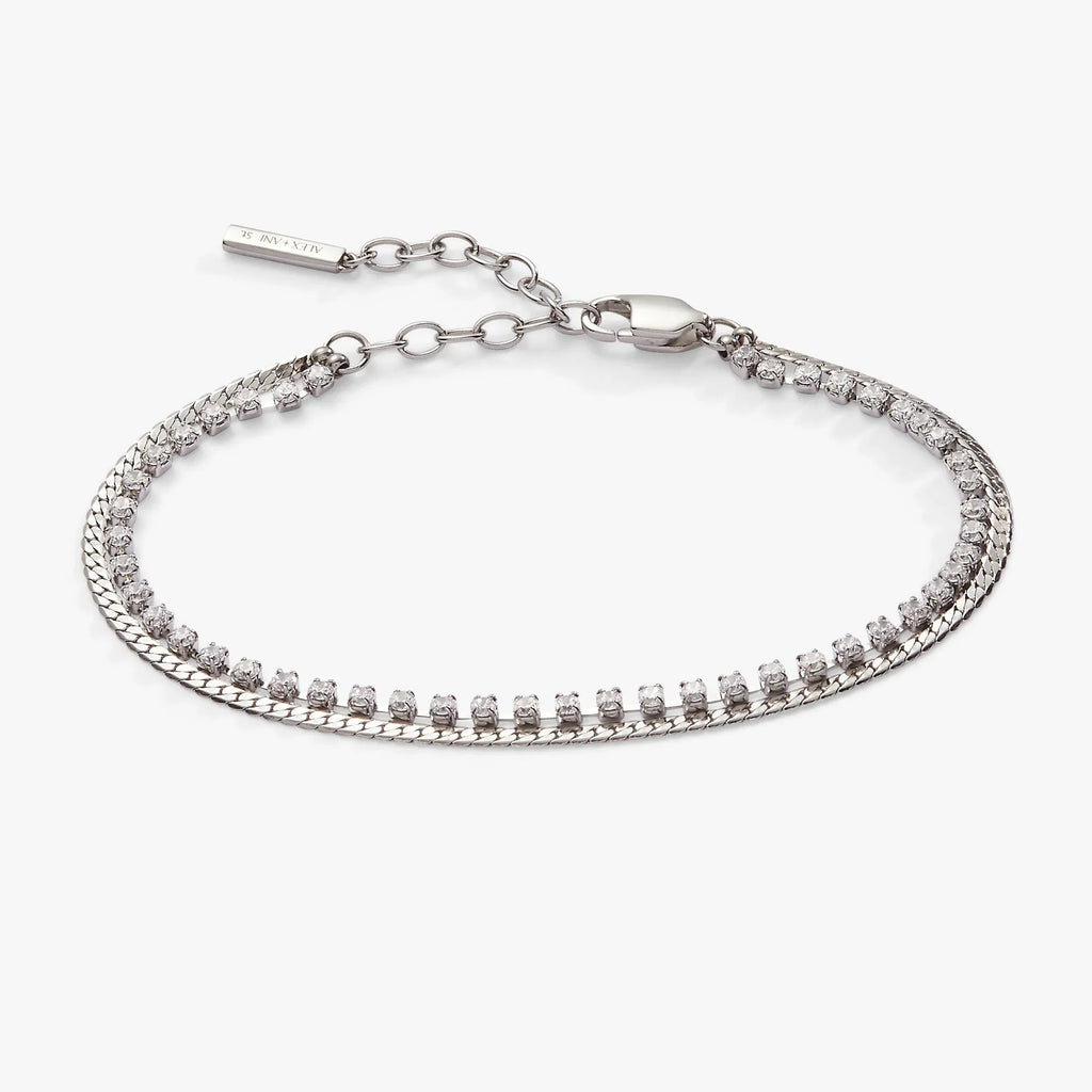 ALEX AND ANI — Double Strand Crystal Tennis Chain Bracelet