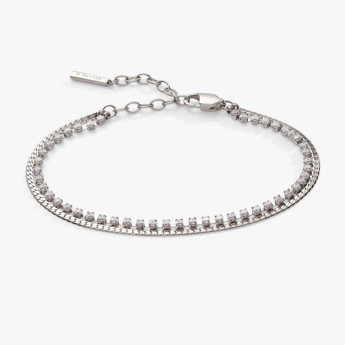 ALEX AND ANI — Double Strand Crystal Tennis Chain Bracelet