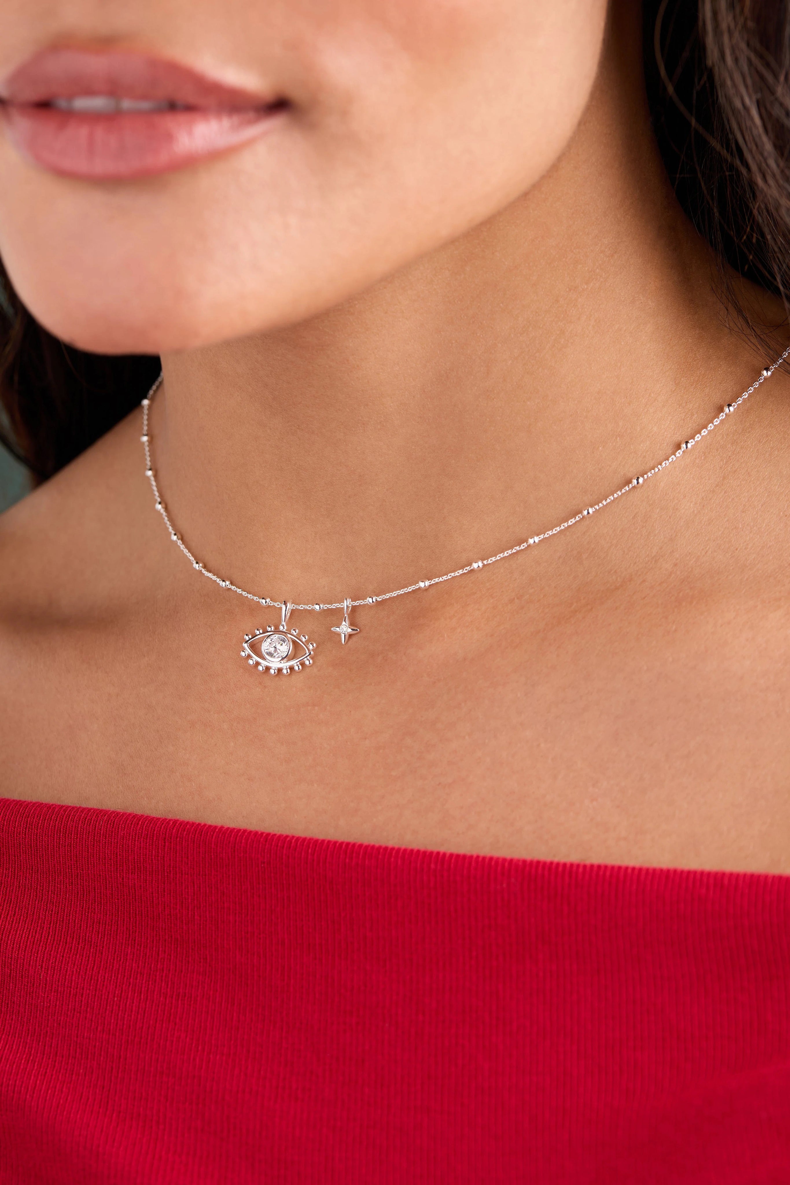 ALEX AND ANI — Evil Eye Duo Charm Necklace
