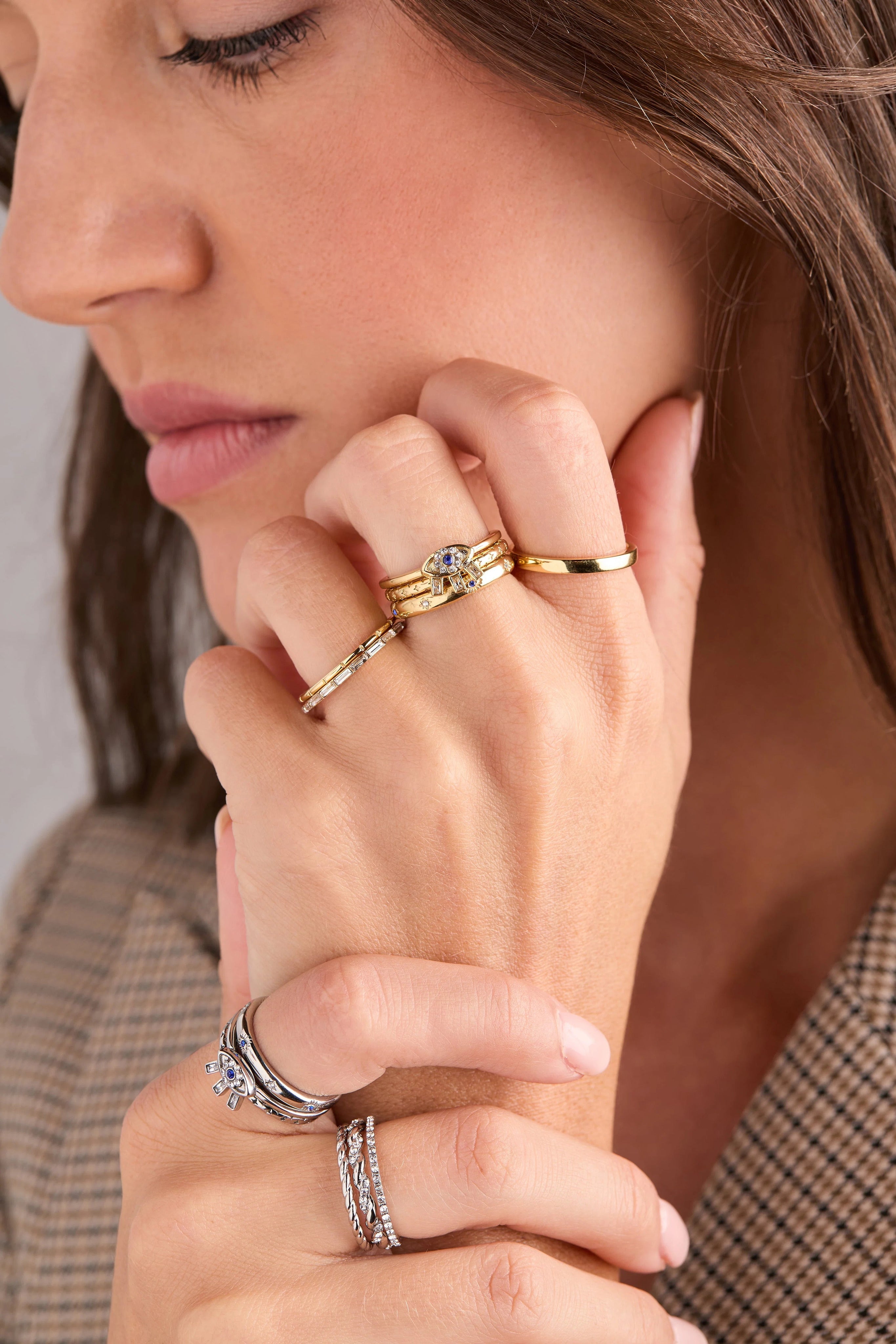 ALEX AND ANI — Evil Eye Stacking Ring Set of 3