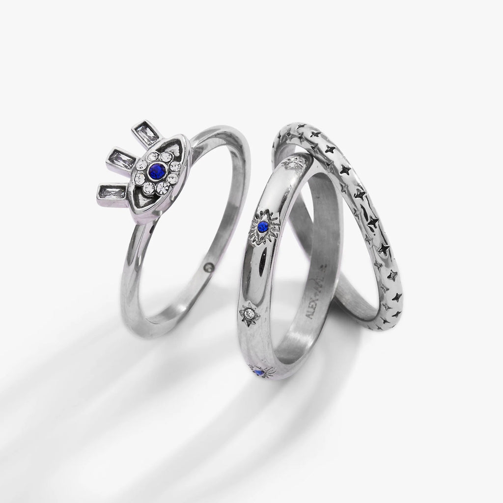 ALEX AND ANI — Evil Eye Stacking Ring Set of 3