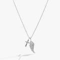 ALEX AND ANI — Faith Cross and Angel Wing Charm Necklace