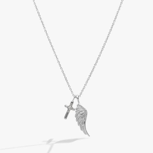 ALEX AND ANI — Faith Cross and Angel Wing Charm Necklace