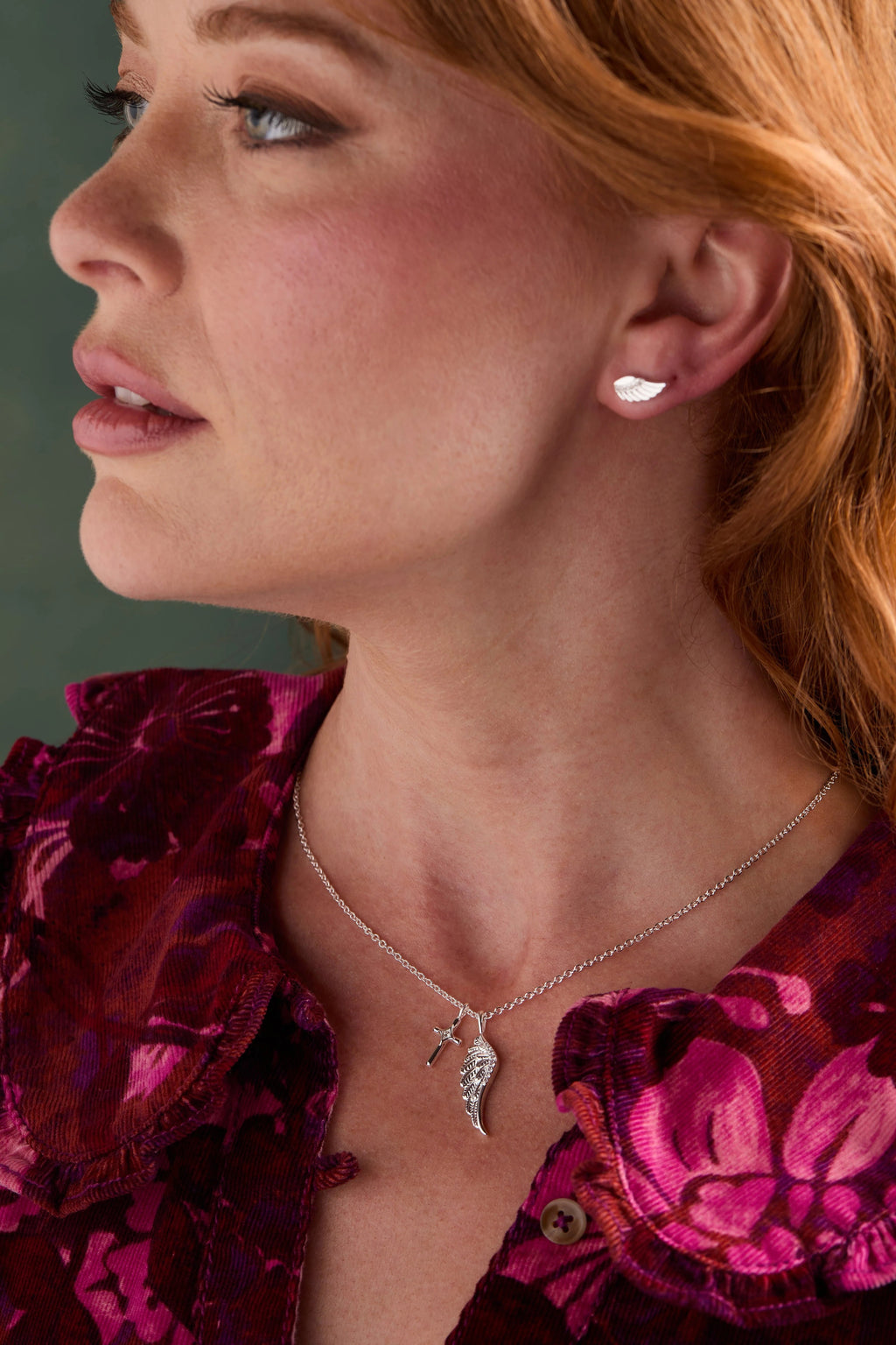 ALEX AND ANI — Faith Cross and Angel Wing Charm Necklace