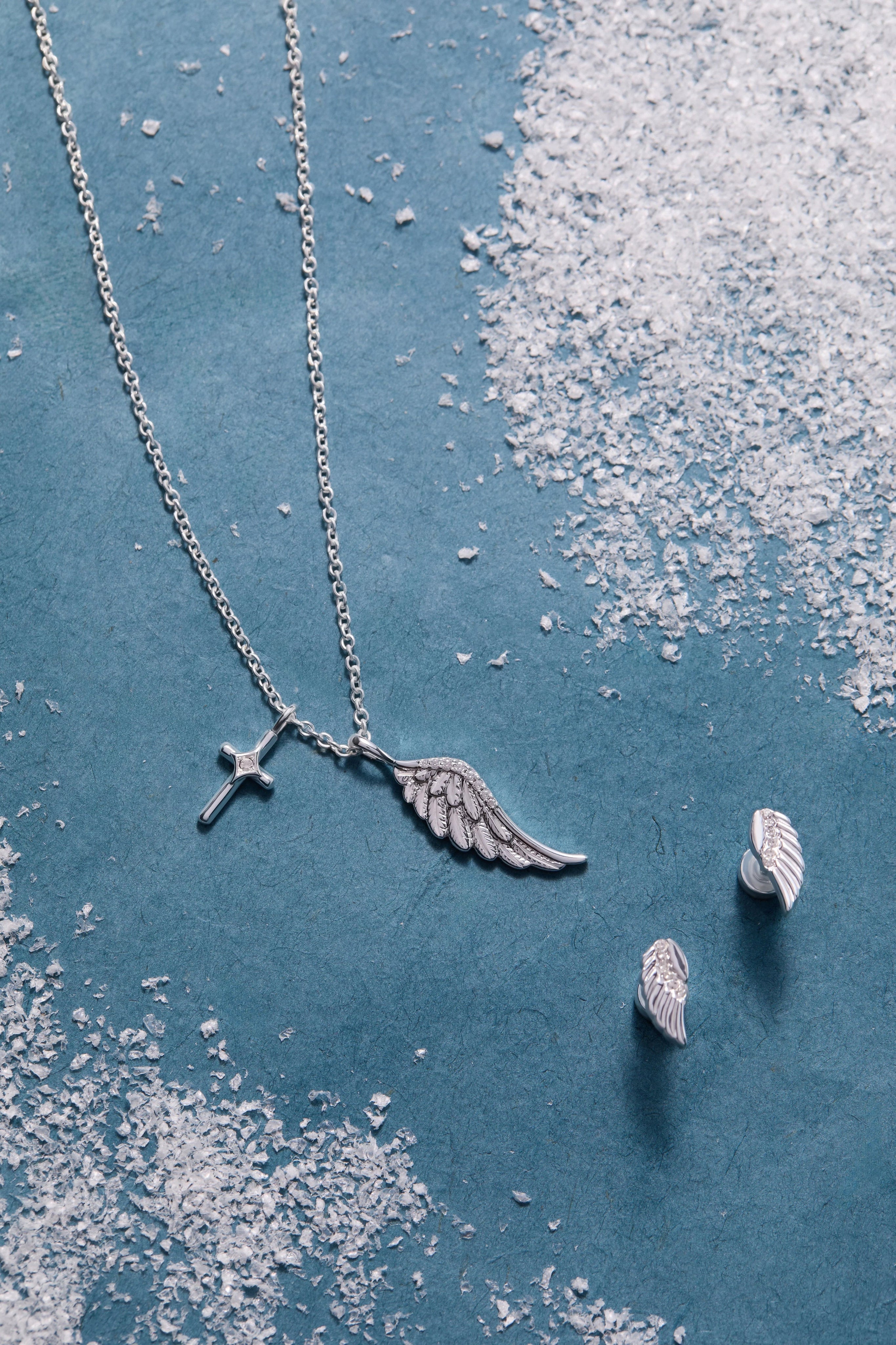 ALEX AND ANI — Faith Cross and Angel Wing Charm Necklace