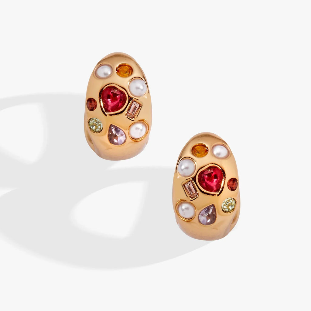 ALEX AND ANI — Gemstone Puffy Huggie Hoop Earrings