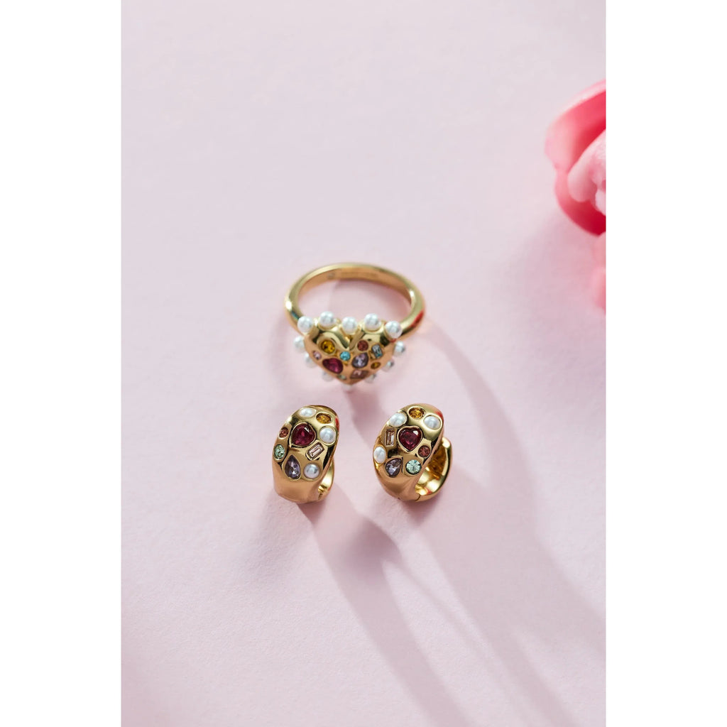 ALEX AND ANI — Gemstone Puffy Huggie Hoop Earrings