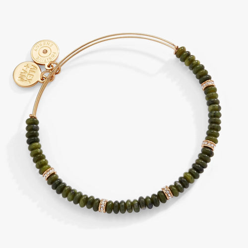 ALEX AND ANI — Green Semi-Precious Rondelle Beaded Bangle