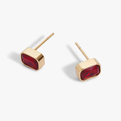 ALEX AND ANI — July Emerald-Cut Birthstone Stud Earrings
