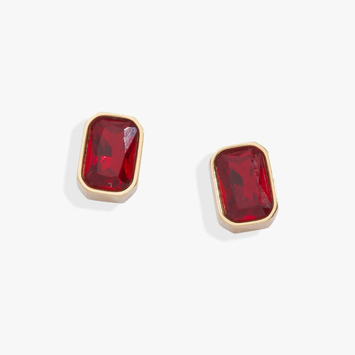 ALEX AND ANI — July Emerald-Cut Birthstone Stud Earrings