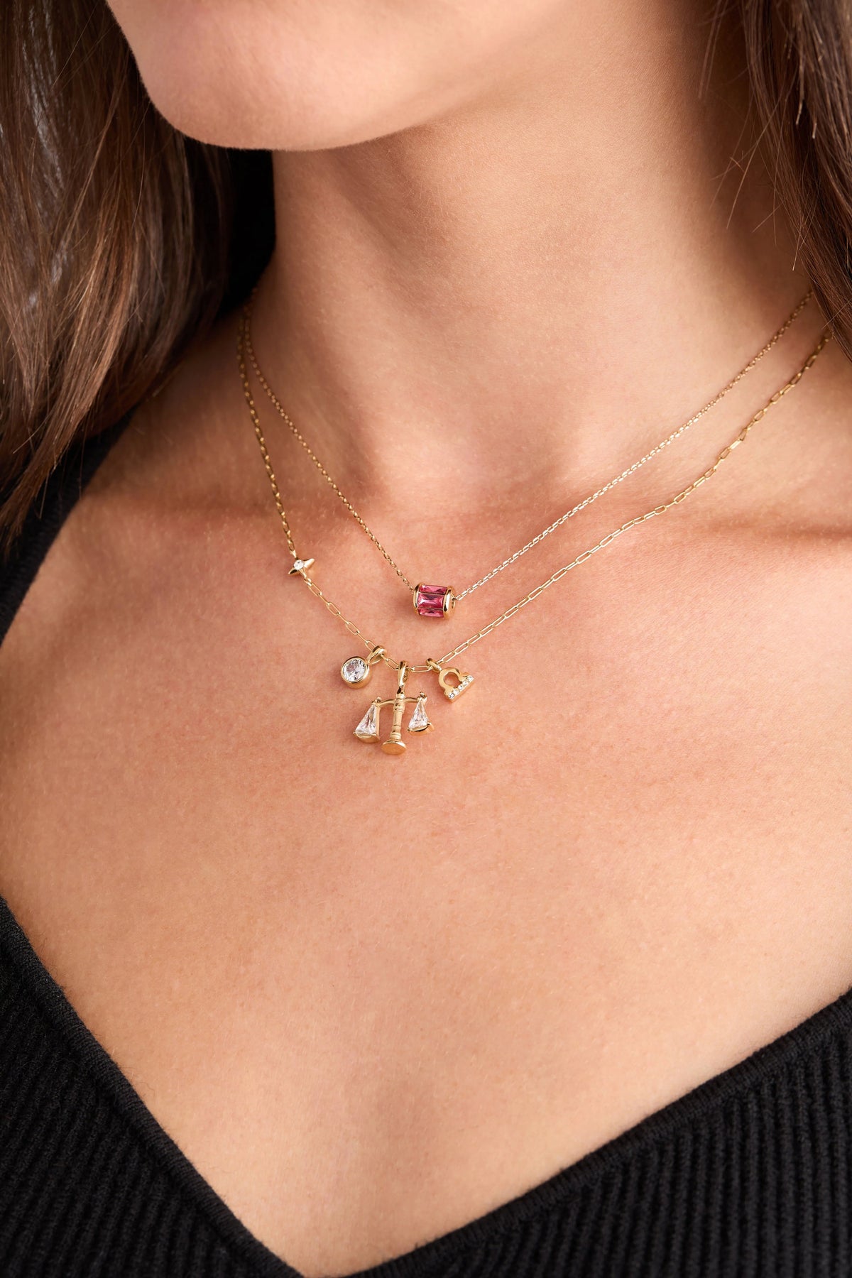 ALEX AND ANI — Libra Zodiac Charm Cluster Necklace