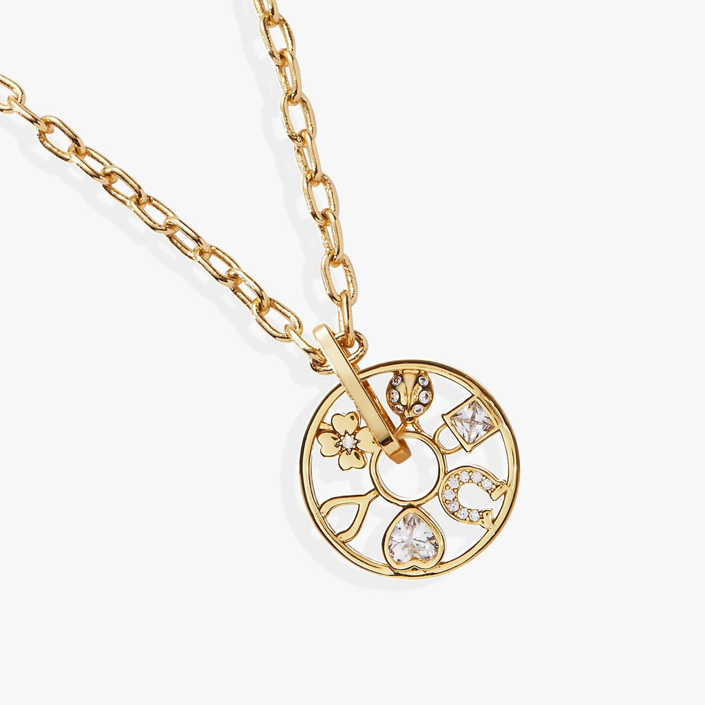 ALEX AND ANI — Love and Luck Wheel Charm Necklace