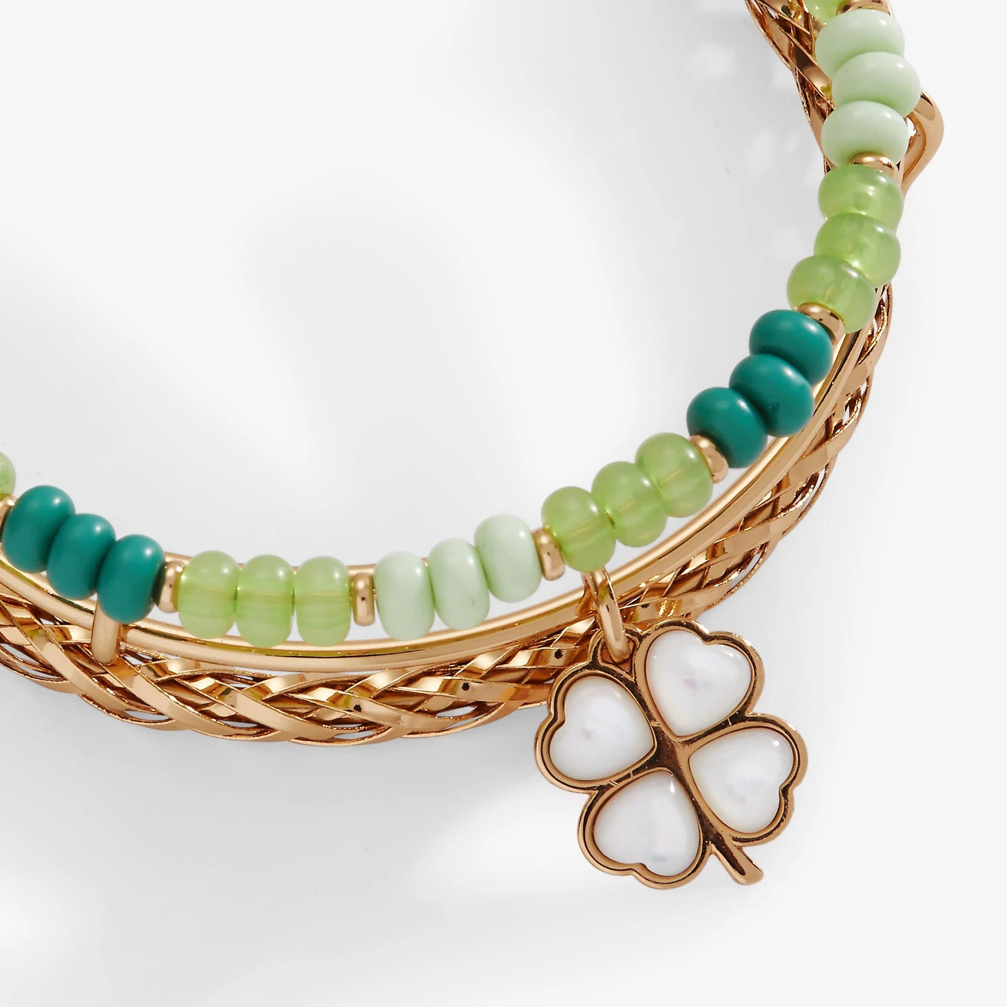 ALEX AND ANI — Lucky Four-Leaf Clover Set of 3 Bangles