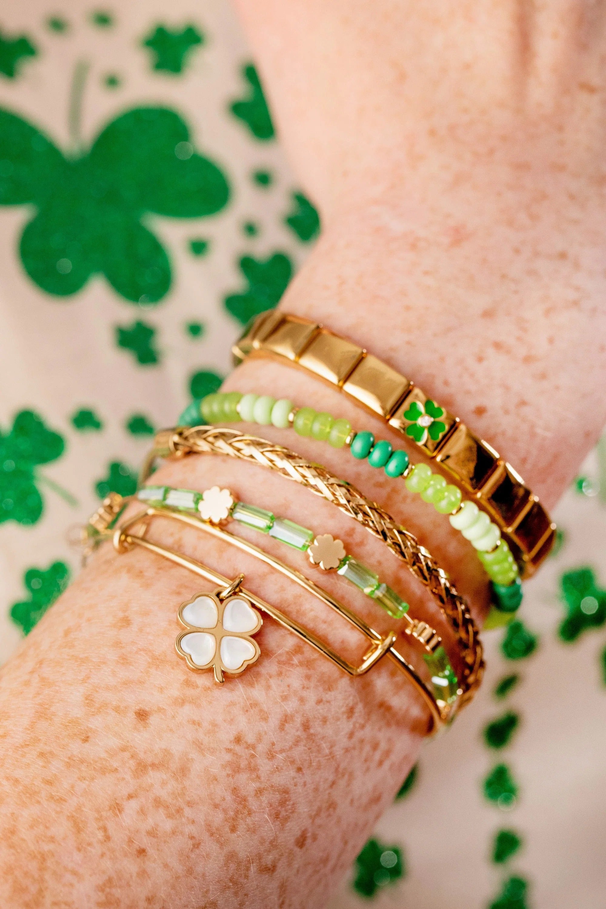 ALEX AND ANI — Lucky Four-Leaf Clover Set of 3 Bangles