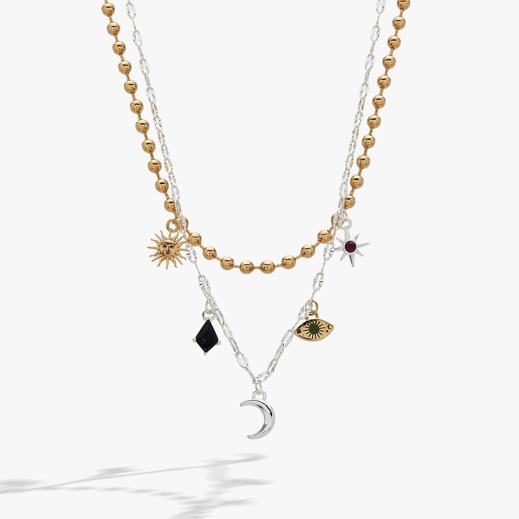 ALEX AND ANI — Moon Magic 2 Row Charm Necklace