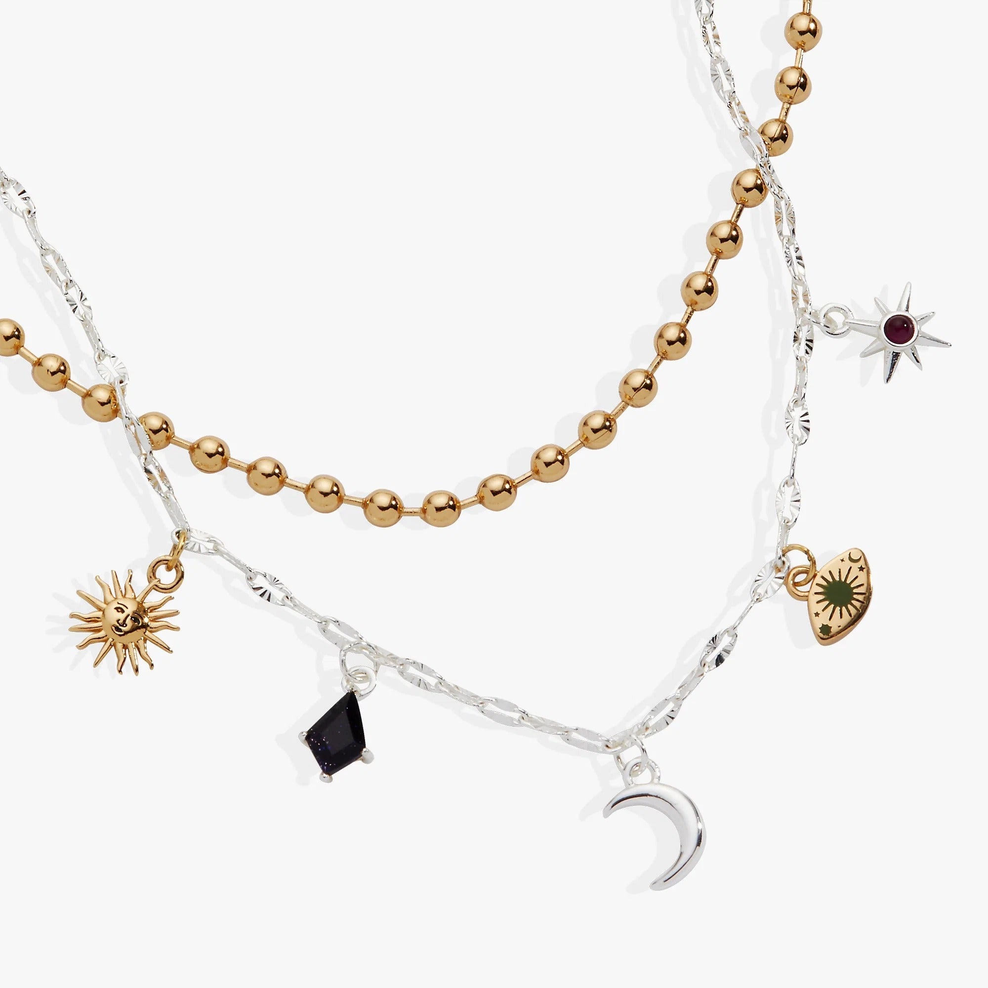 ALEX AND ANI — Moon Magic 2 Row Charm Necklace