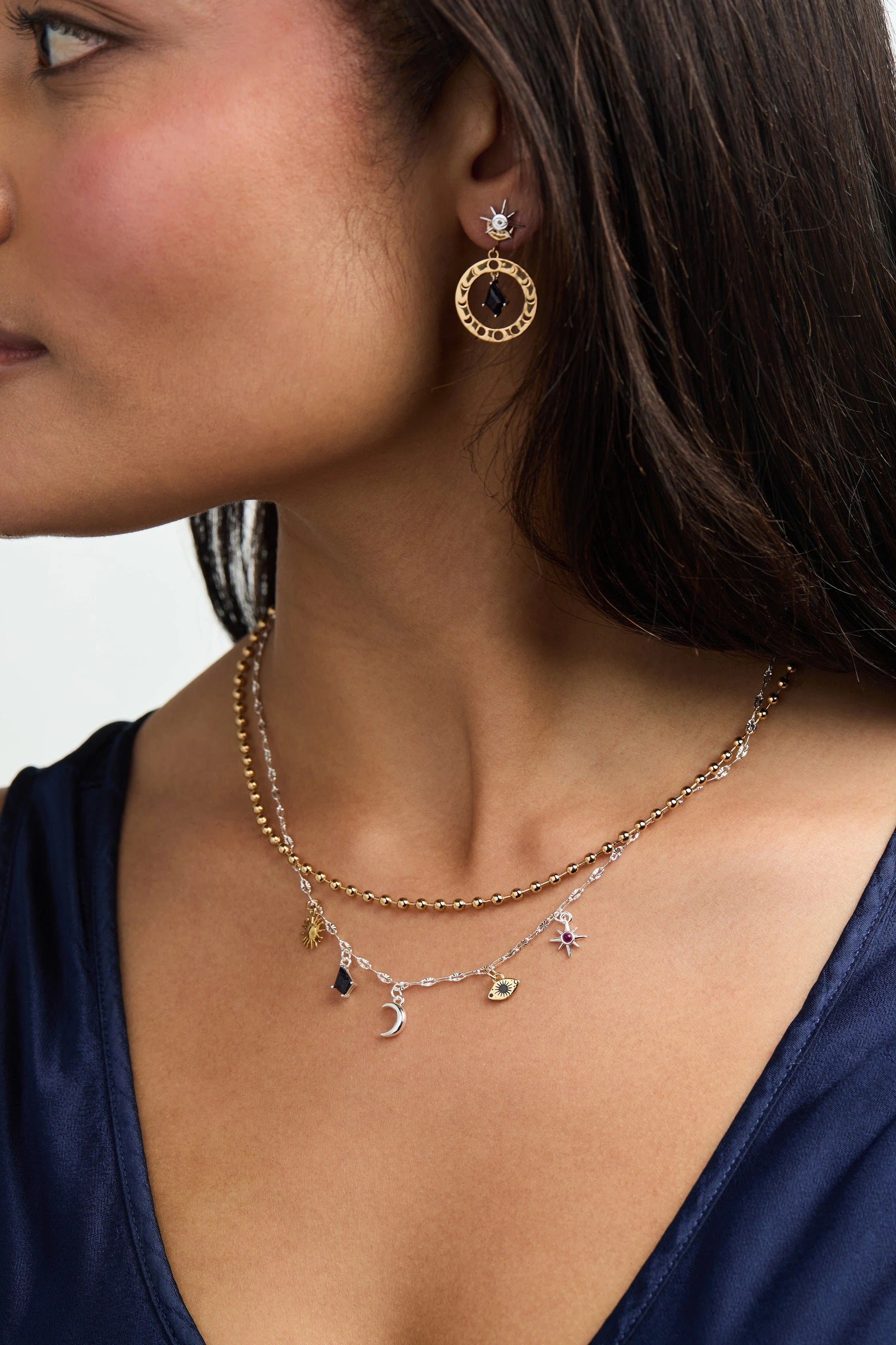 ALEX AND ANI — Moon Magic 2 Row Charm Necklace