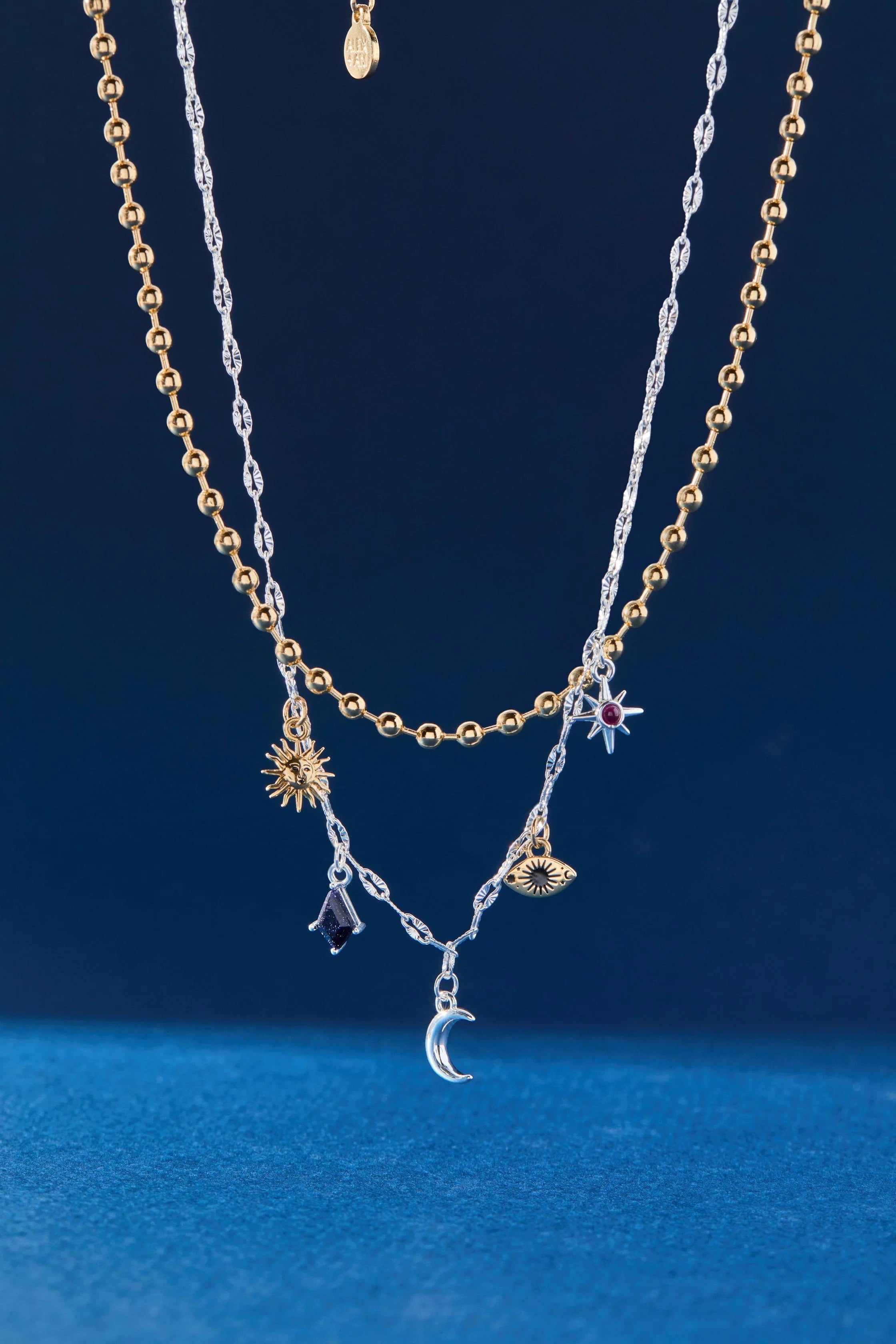 ALEX AND ANI — Moon Magic 2 Row Charm Necklace