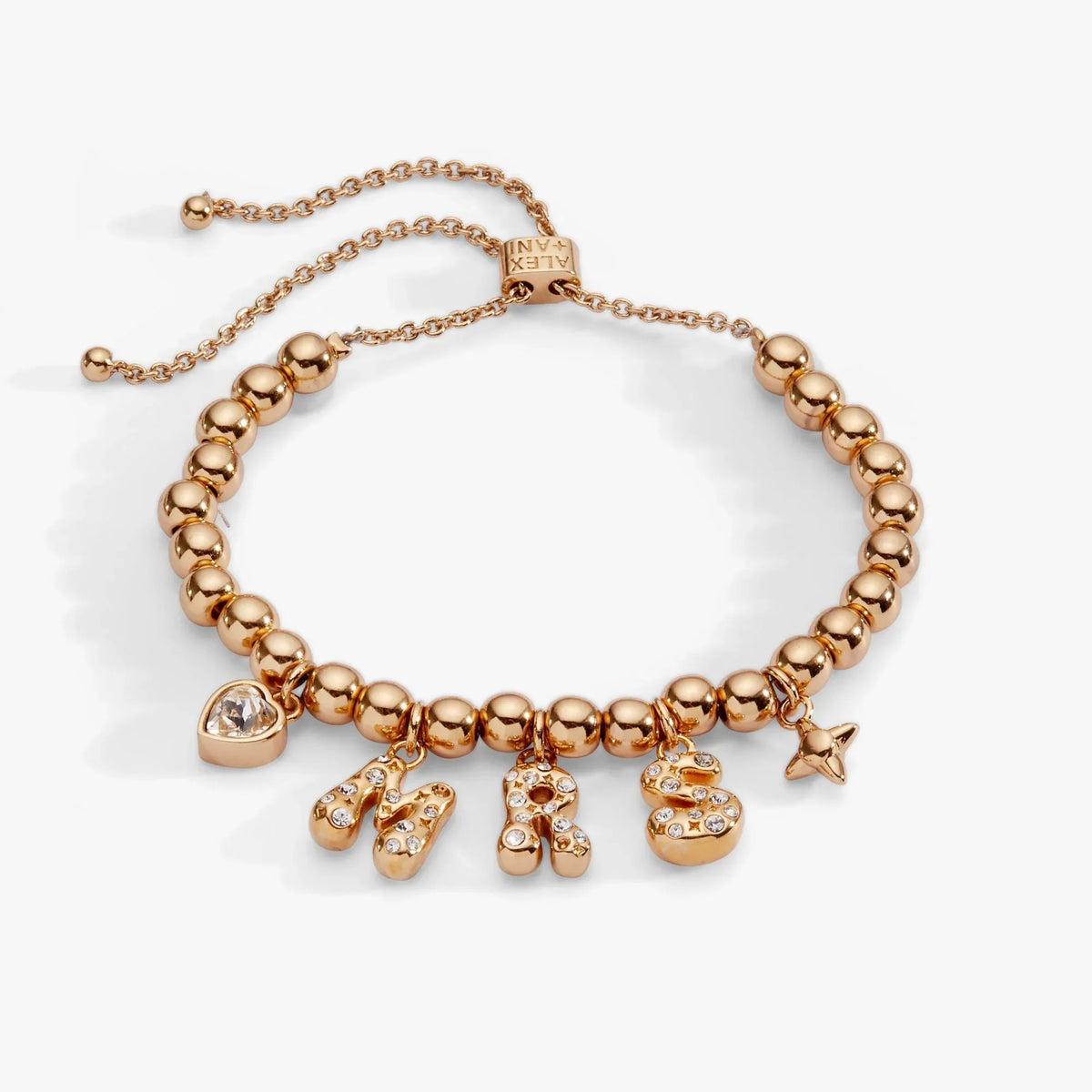 ALEX AND ANI — 'Mrs" Beaded Bubble Bolo Bracelet