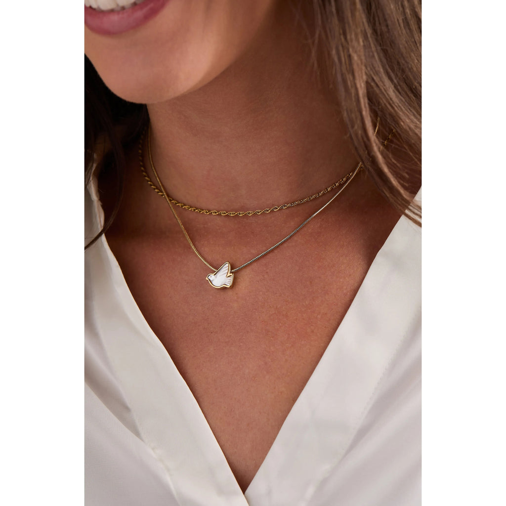 ALEX AND ANI — Pearlized Dove 'Peace' Slider Necklace