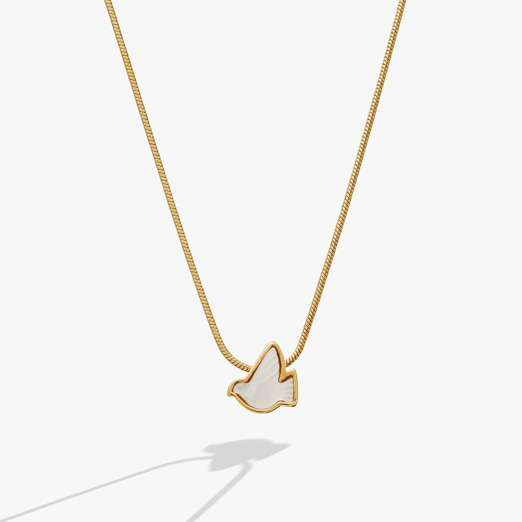 ALEX AND ANI — Pearlized Dove 'Peace' Slider Necklace