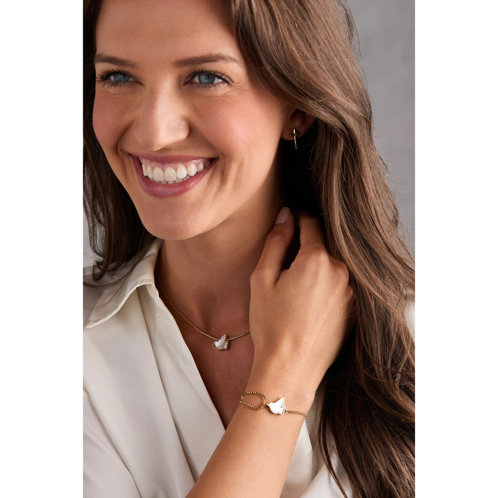 ALEX AND ANI — Pearlized Dove 'Peace' Slider Necklace