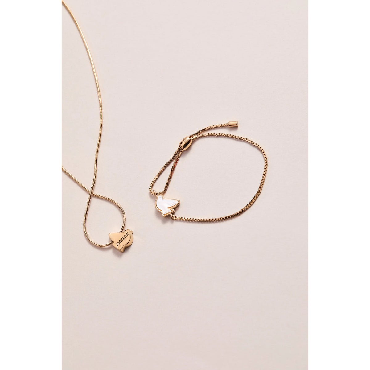 ALEX AND ANI — Pearlized Dove 'Peace' Slider Necklace