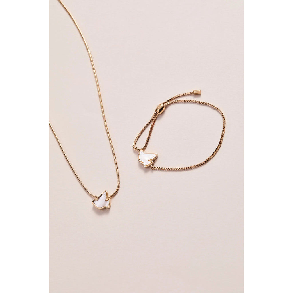 ALEX AND ANI — Pearlized Dove 'Peace' Slider Necklace