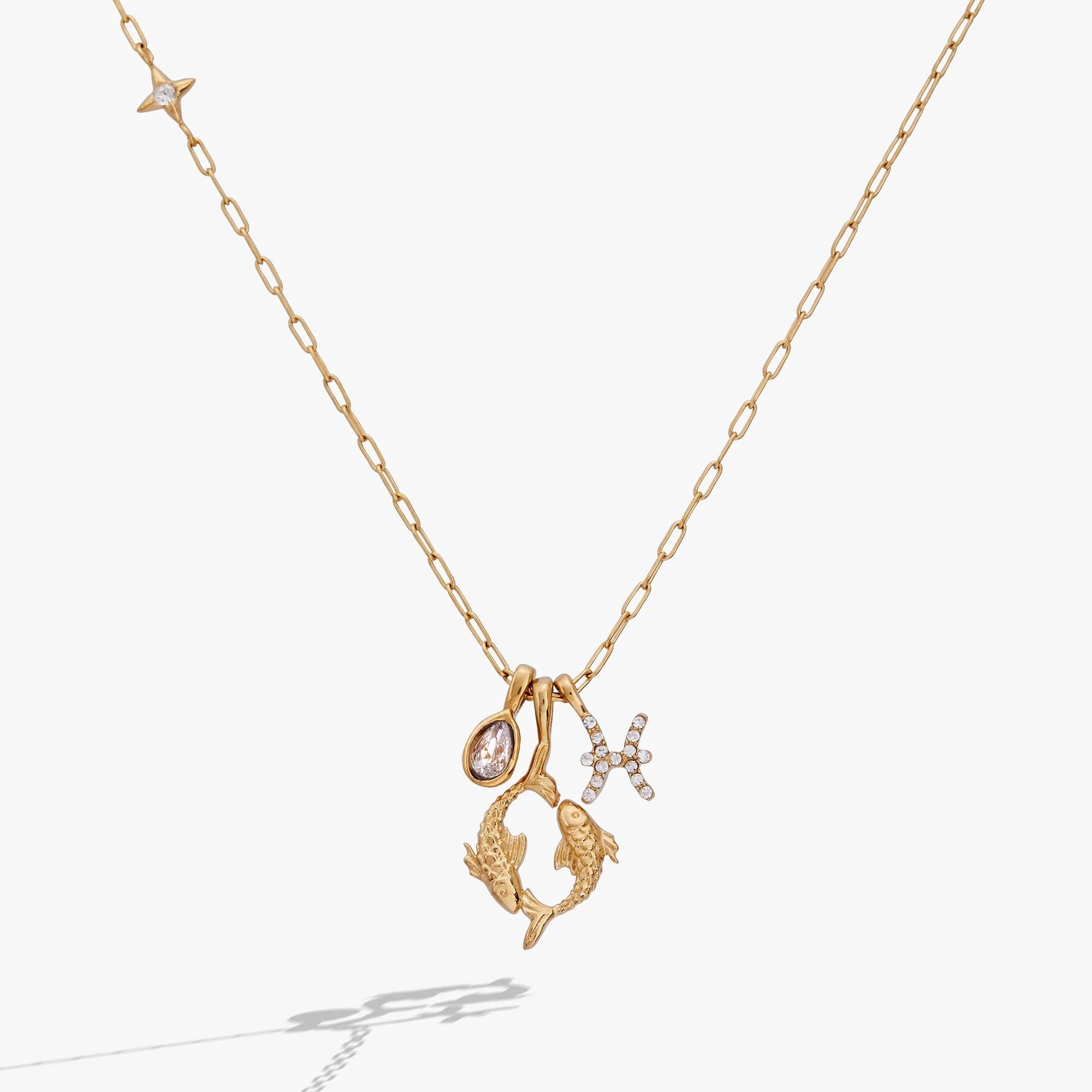 ALEX AND ANI — Pisces Zodiac Charm Cluster Necklace