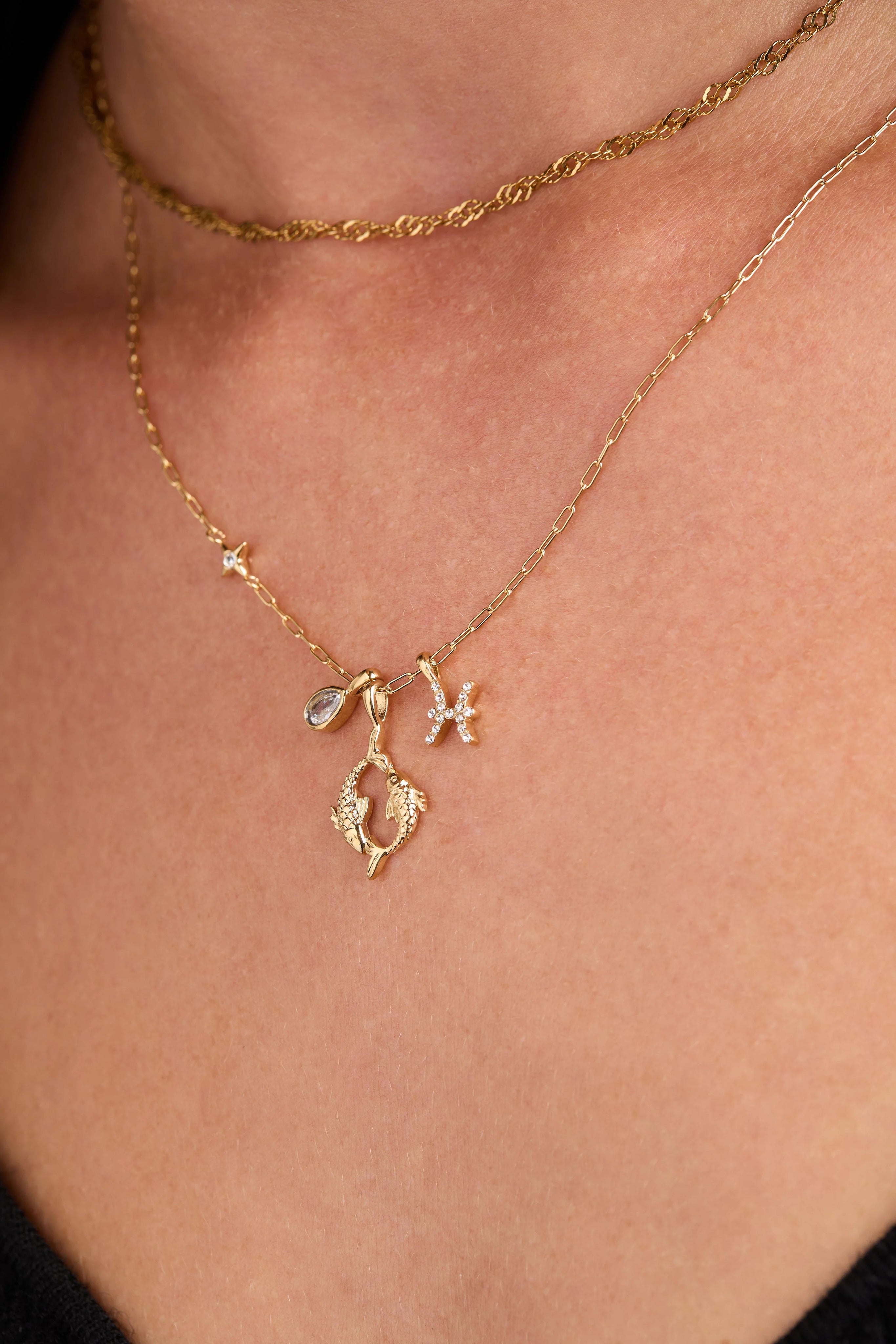 ALEX AND ANI — Pisces Zodiac Charm Cluster Necklace