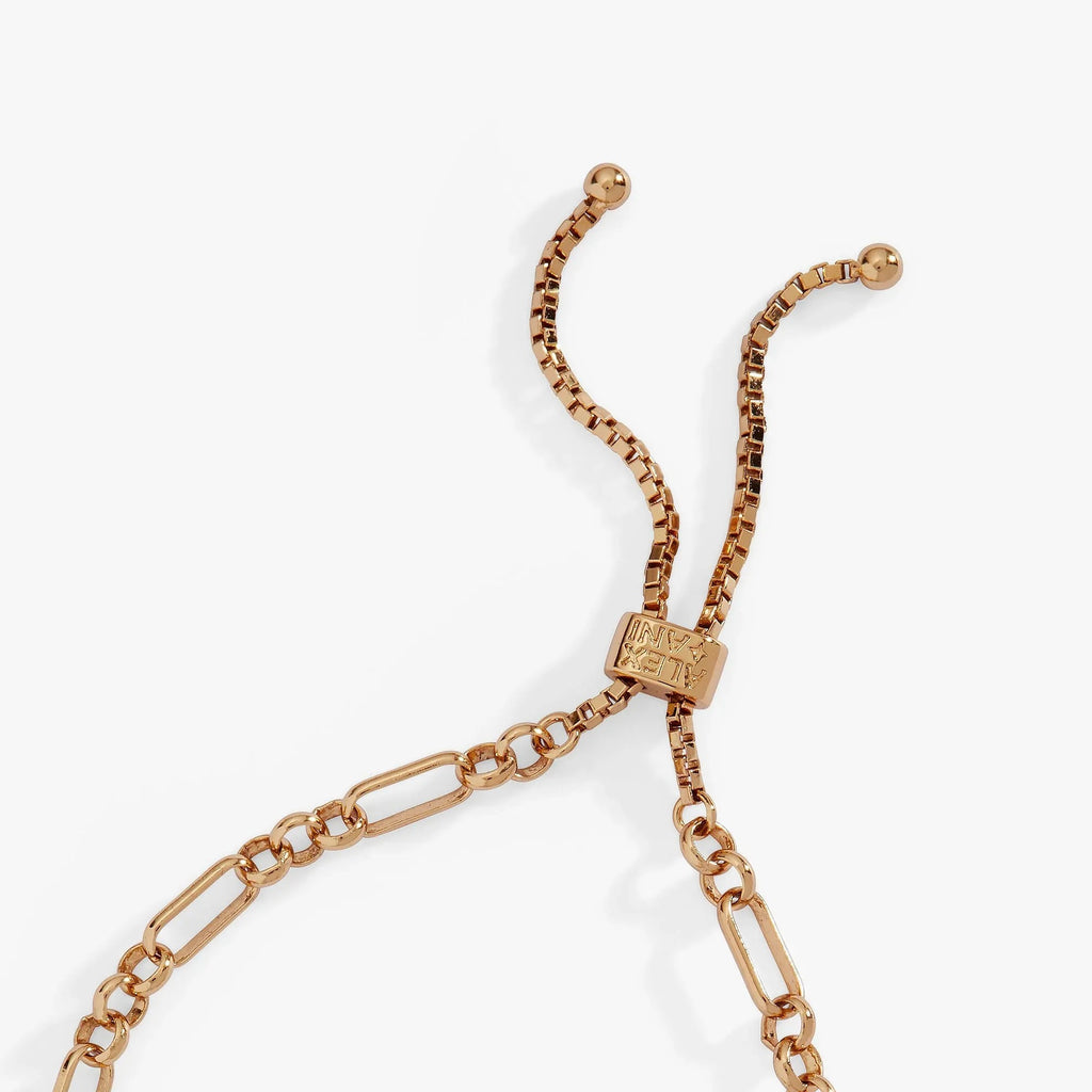 ALEX AND ANI — Puffy Heart Gemstone And Pearl Chain Bolo Bracelet