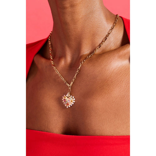 ALEX AND ANI — Puffy Heart Gemstone And Pearl Pendant Necklace