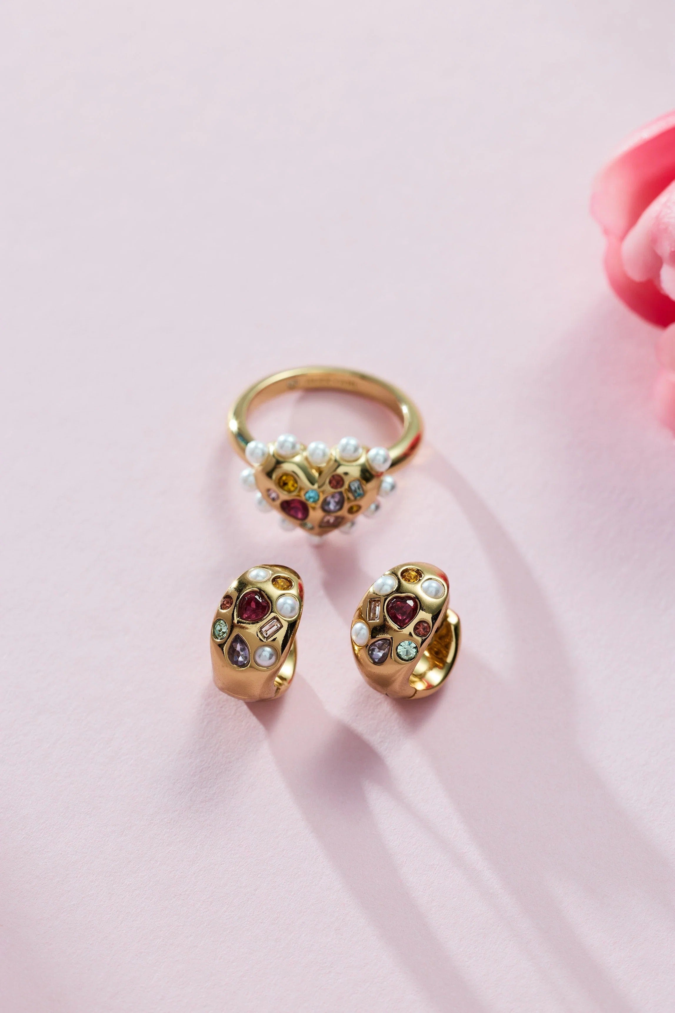 ALEX AND ANI — Puffy Heart Gemstone And Pearl Statement Ring