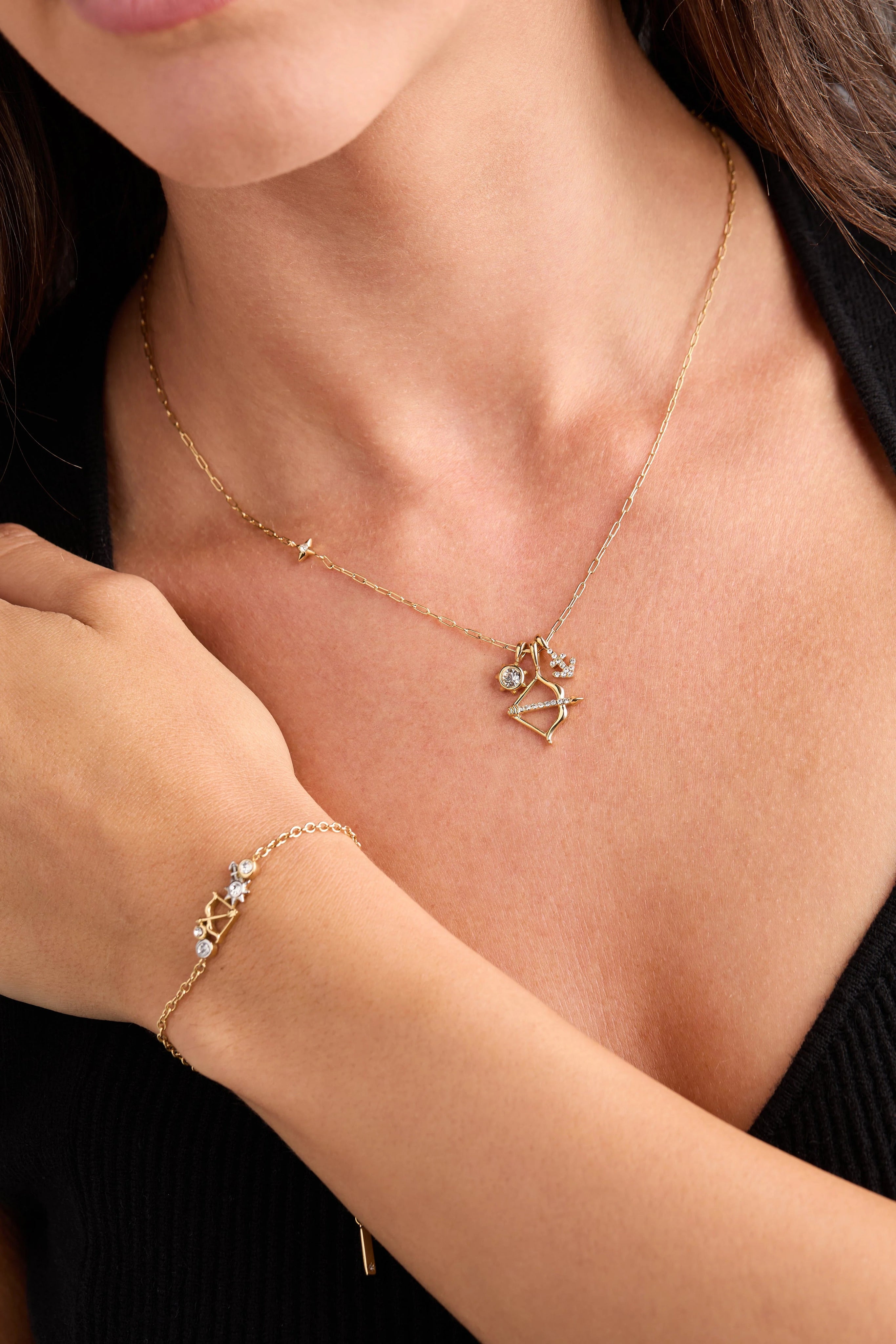 ALEX AND ANI — Sagittarius Zodiac Charm Cluster Necklace