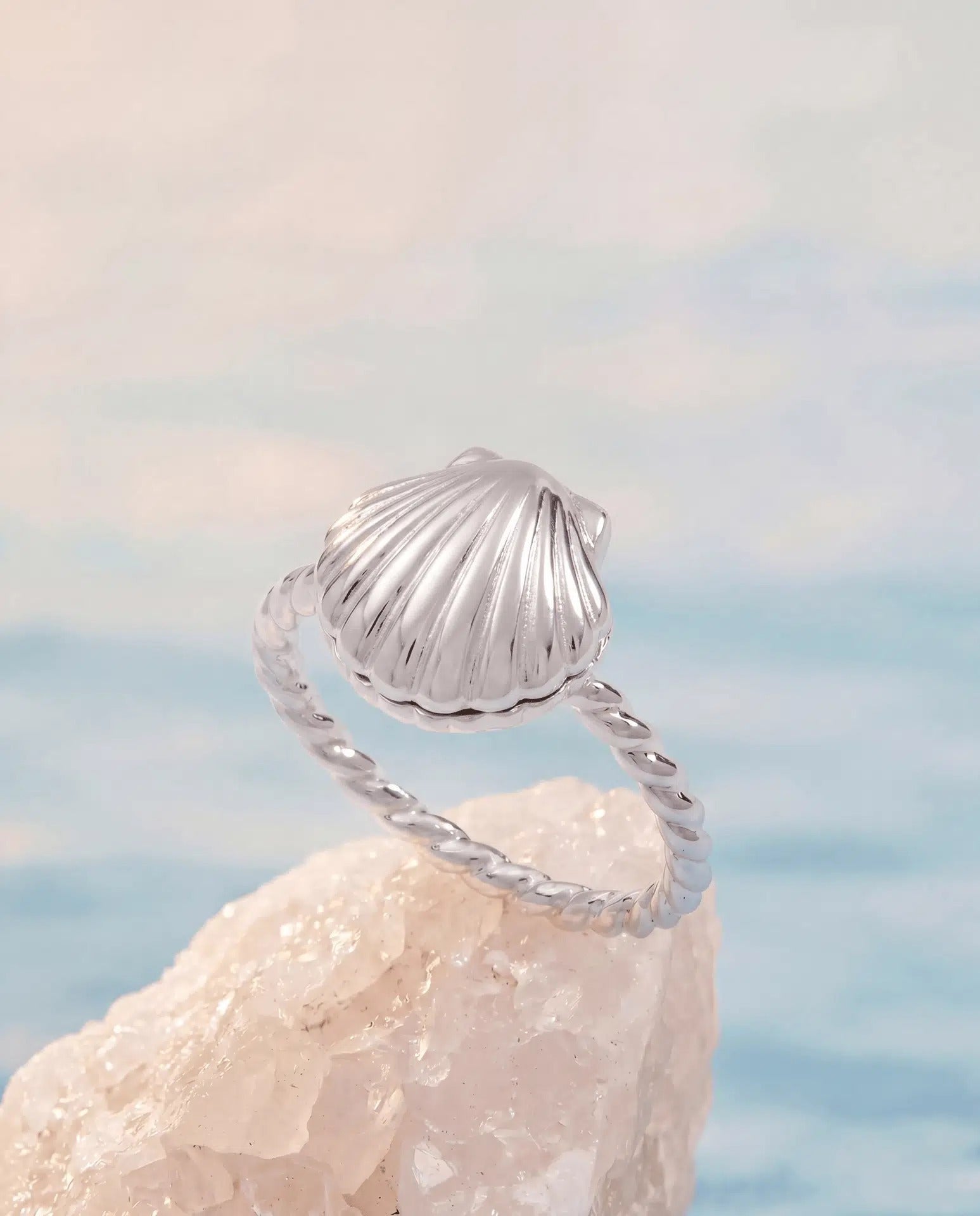 ALEX AND ANI — Salt + Sea 'Seashells Are Love Letters In The Sand' Locket Ring