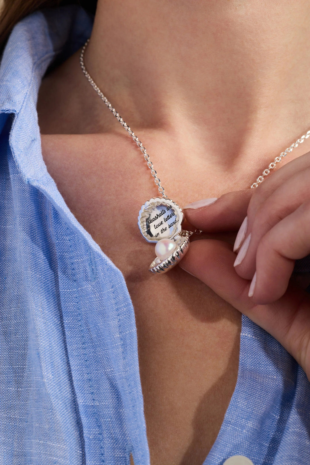 ALEX AND ANI — Salt + Sea 'Seashells Are Love Letters In The Sand' Seashell Locket Pendant
