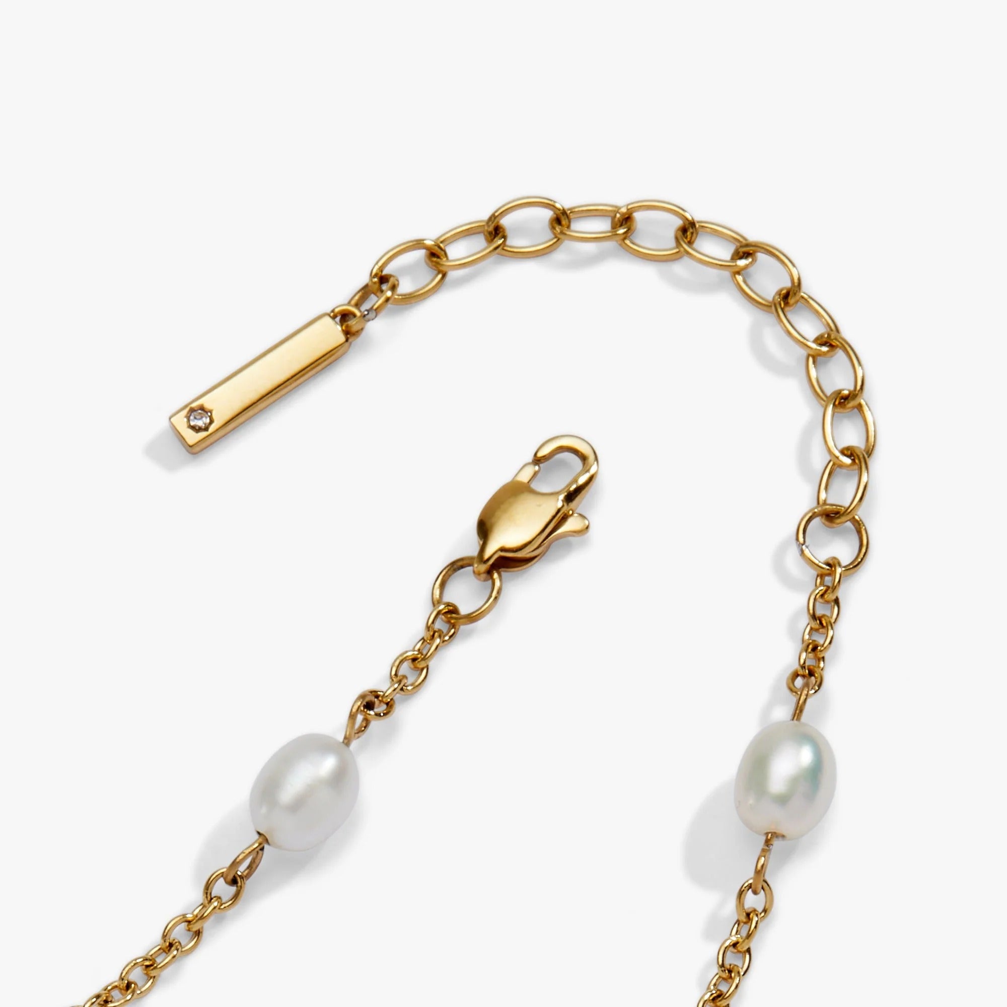 ALEX AND ANI — Seashell & Pearl Inline Charm Anklet
