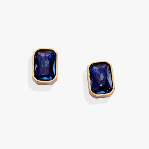 ALEX AND ANI — September Emerald-Cut Birthstone Stud Earrings