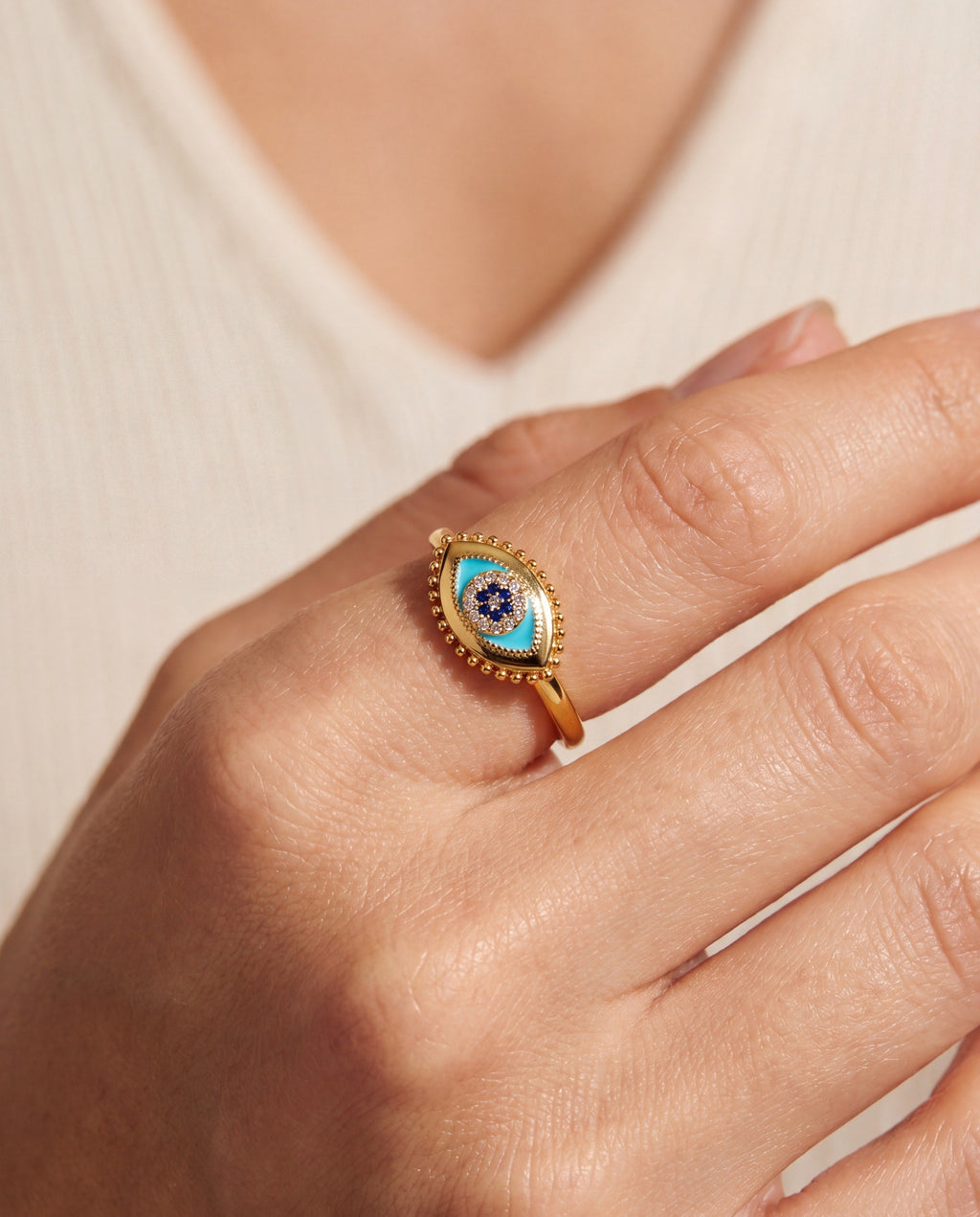 ALEX AND ANI — Healing Stone Evil Eye Ring