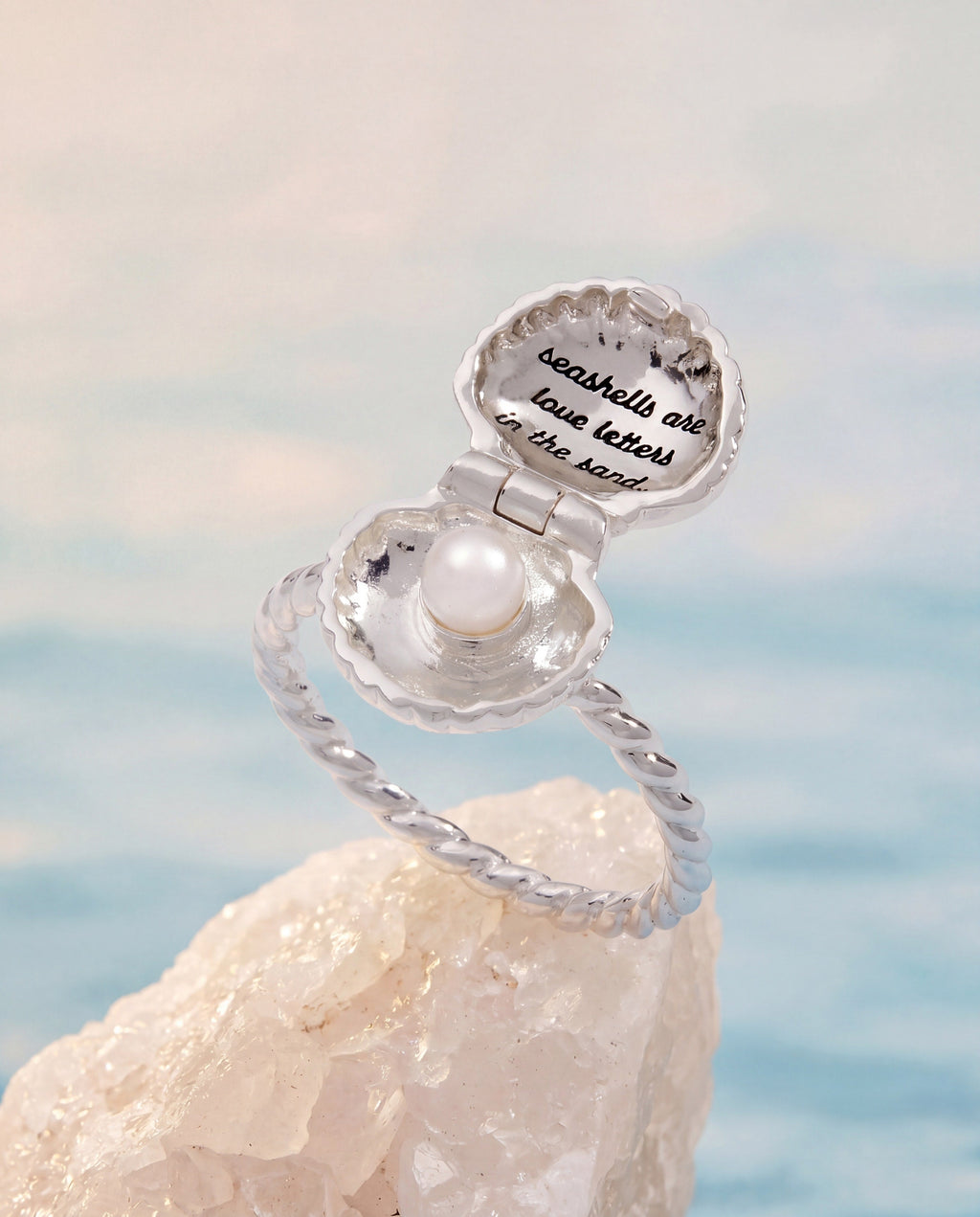 ALEX AND ANI — Salt + Sea 'Seashells Are Love Letters In The Sand' Locket Ring