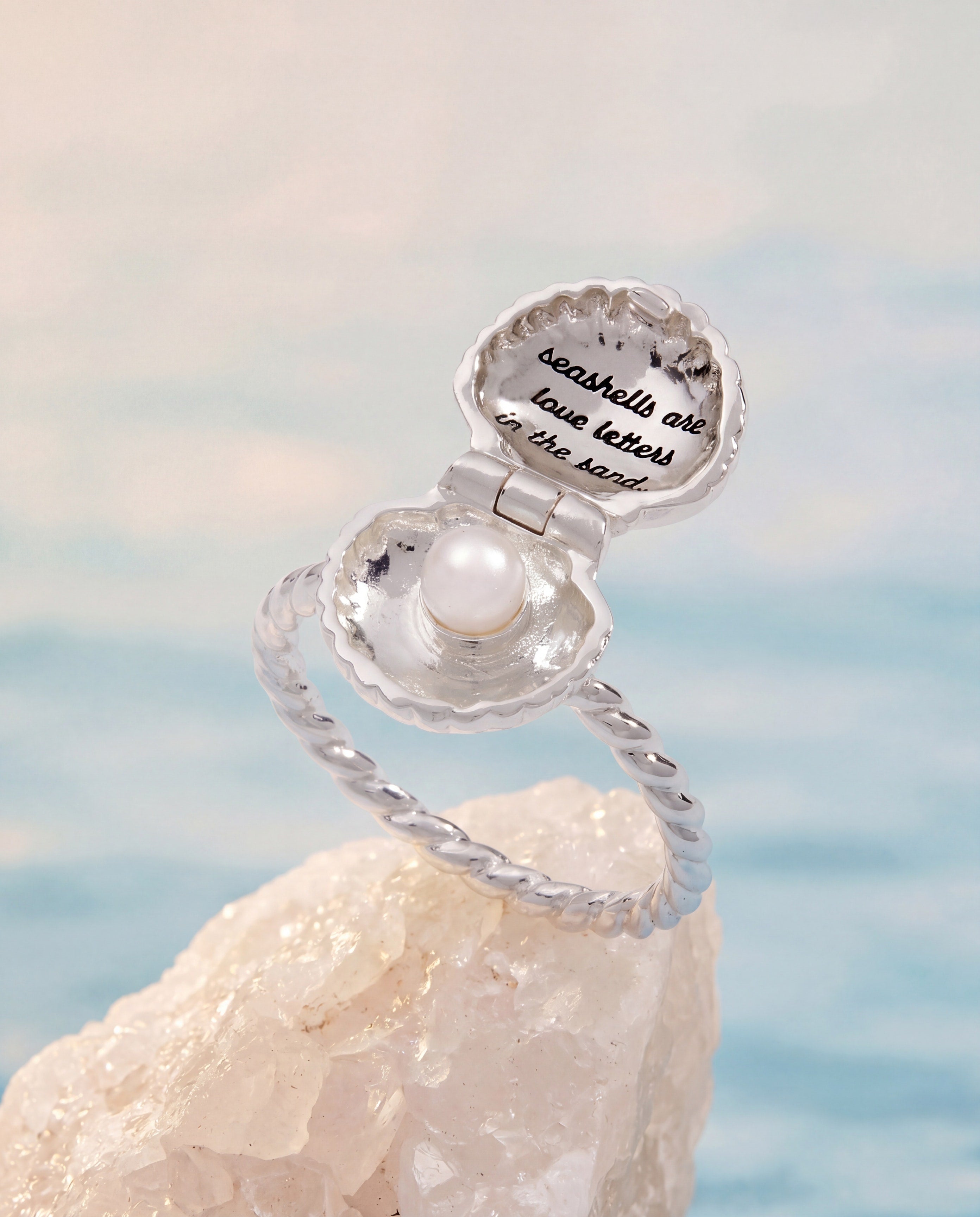 ALEX AND ANI — Salt + Sea 'Seashells Are Love Letters In The Sand' Locket Ring