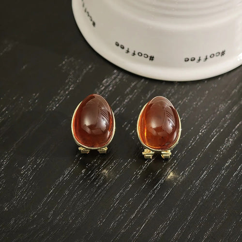 Amber Water Drop Ear Buckle Earrings — Vintage Maillard