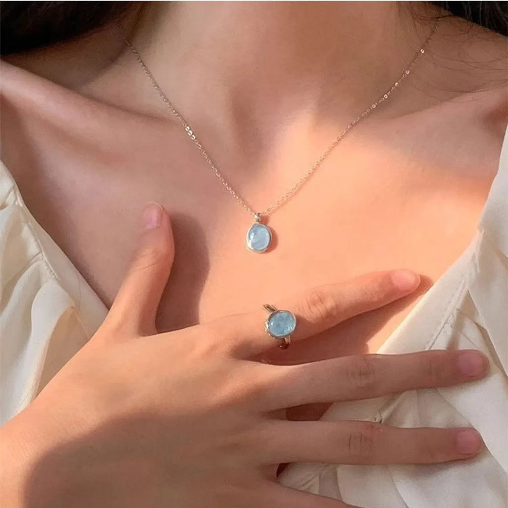 Aquamarine Crystal Necklace & Accessories Collection