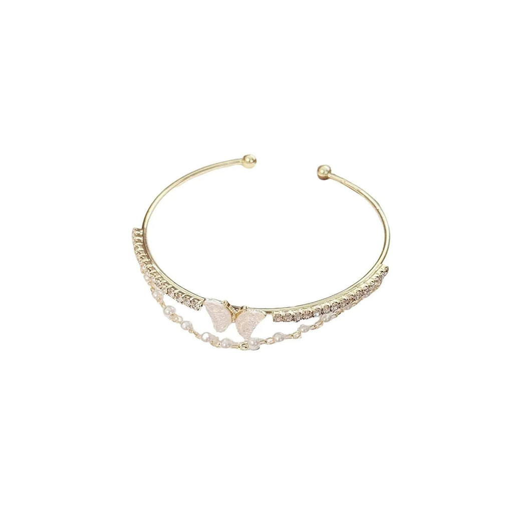 Aurora Butterfly Zircon Open Cuff Bracelet