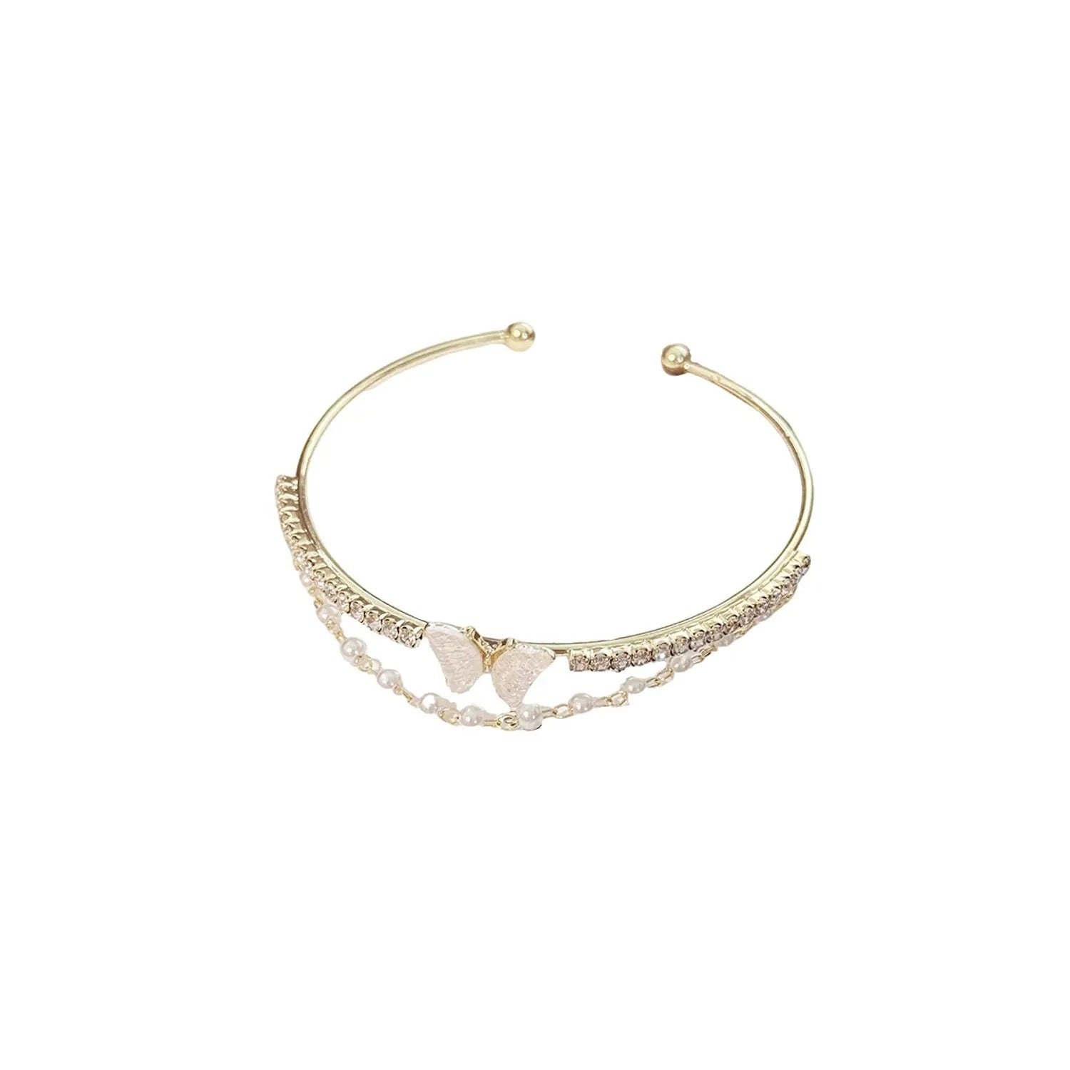 Aurora Butterfly Zircon Open Cuff Bracelet