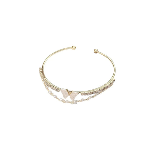 Aurora Butterfly Zircon Open Cuff Bracelet