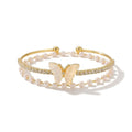 Aurora Butterfly Zircon Open Cuff Bracelet, Gold Bracelets for Women