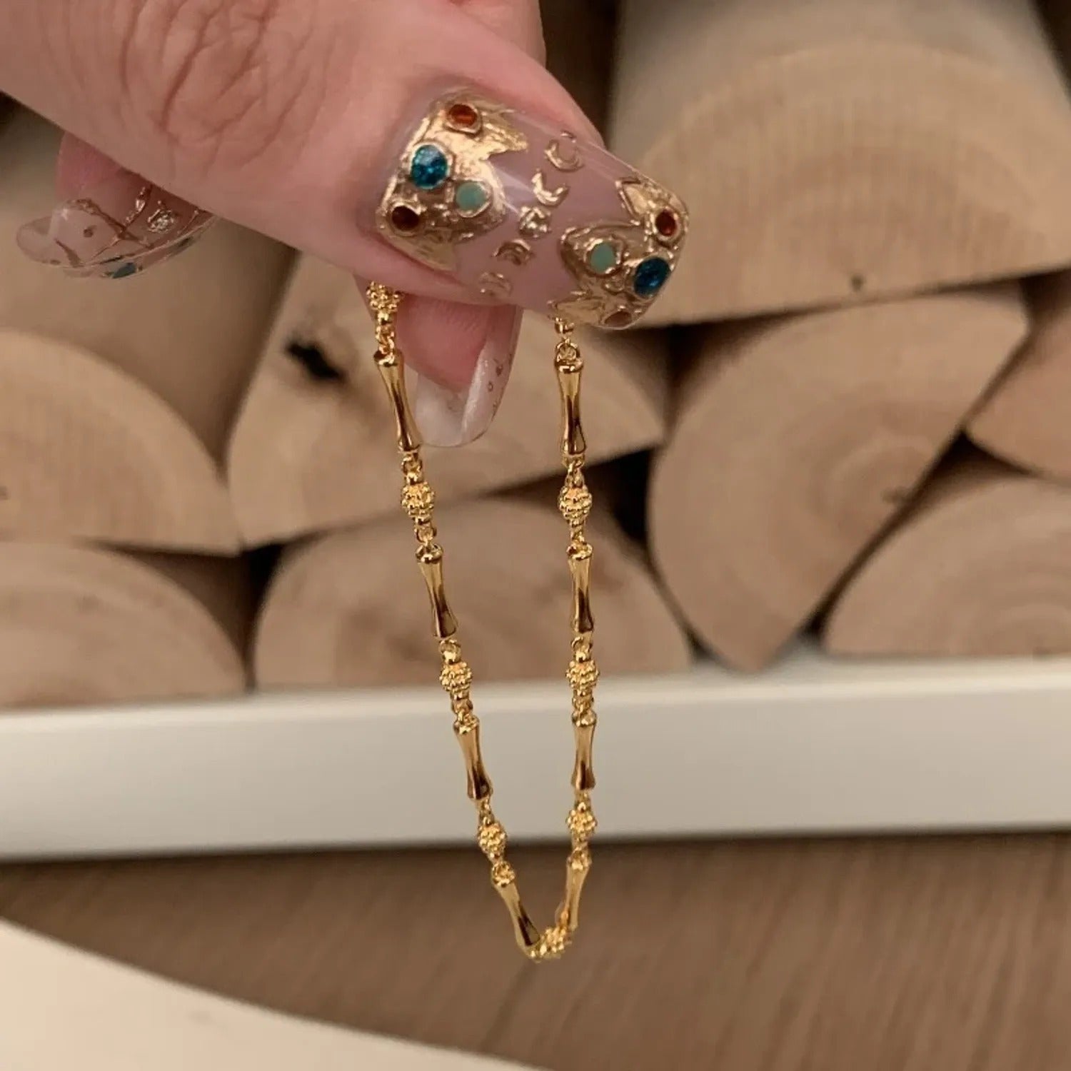 Bamboo-Joint Gold & Silver Stacking Bracelet